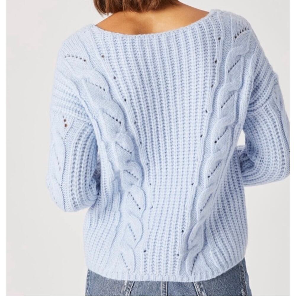 Anthropologie Cable Knit Sky Blue Ramona Sweater, Size XS - Picture 2 of 7